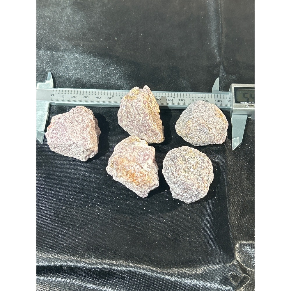 Set of 5 Raw Lepidolite Crystal Specimens Natural Purple Mica Rough Stones